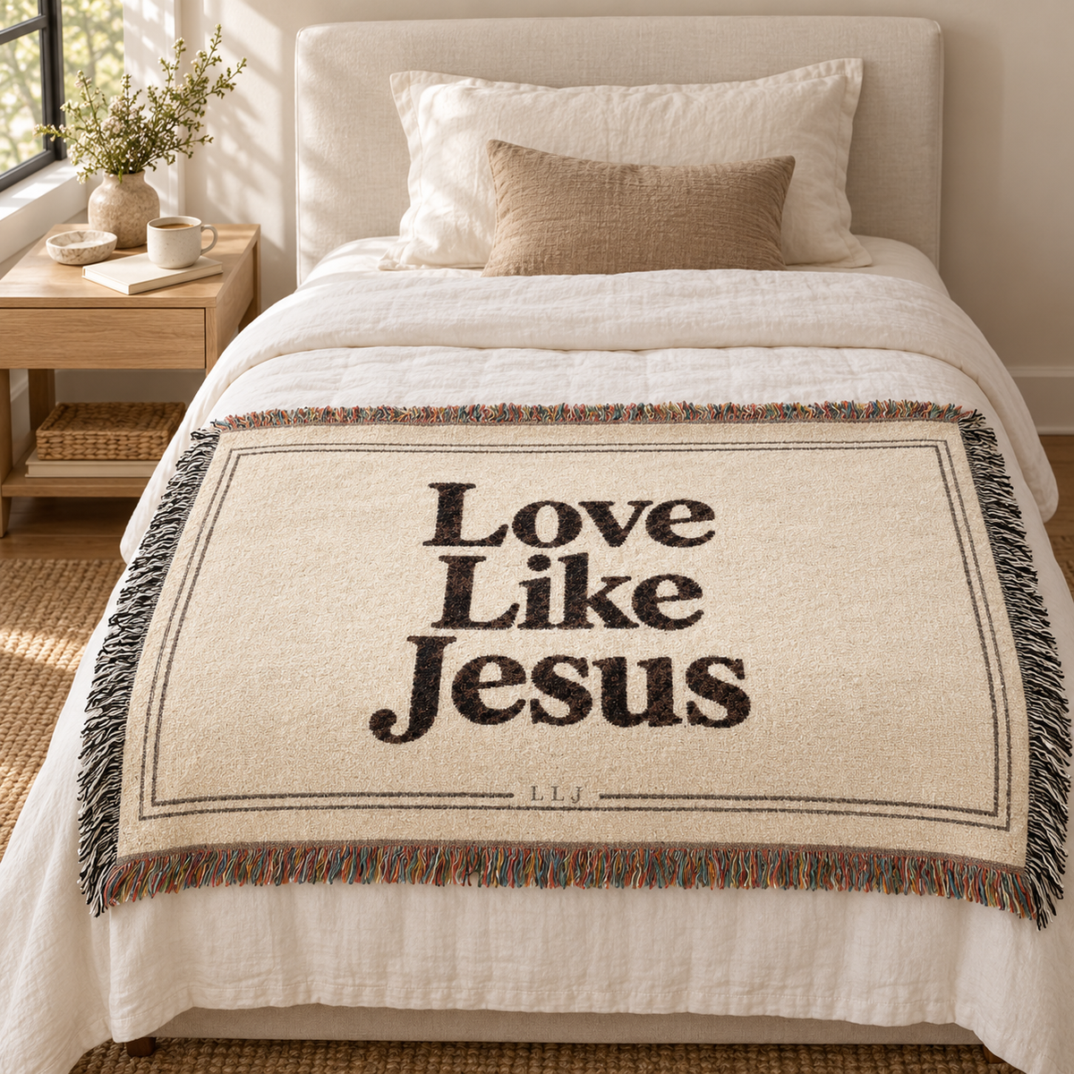 Love Like Jesus Inspirational Christian Woven Blanket