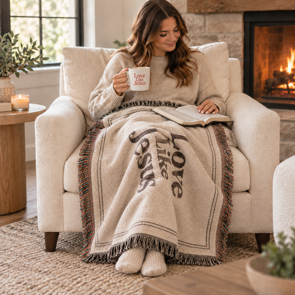 Love Like Jesus Inspirational Christian Woven Blanket