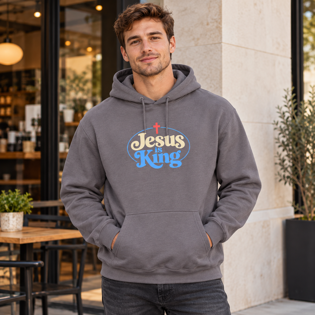 Jesus Is King Champion Hoodie | Philippians 2:10–11